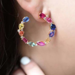Multicolor Sapphire Hoop earrings from MDR Atelier